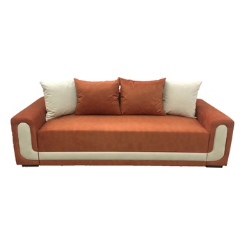 Canapea fixa Eva, MobAmbient, Portocaliu, material textil, 4 perne incluse, 240 x 90 cm Canapea fixa Eva, MobAmbient, Portocaliu, material textil, 4 perne incluse, 240 x 90 cm