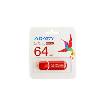Memory stick USB 3.2 Gen 1 Adata UV150 64 GB cu capac, rosu Memory stick USB 3.2 Gen 1 Adata UV150 64 GB cu capac, rosu
