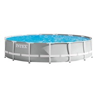 Piscina rotunda cu cadru metalic Prism Frame Premium Intex 26724NP, D457xH107 cm, include pompa cu filtru (debit 3.785 l), scara acces, protectie baza piscina si prelata acoperire piscina