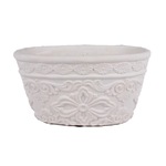 Ghiveci Rotund Alb Din Ciment Cu Flori 11 9 5 Cm Emag Ro