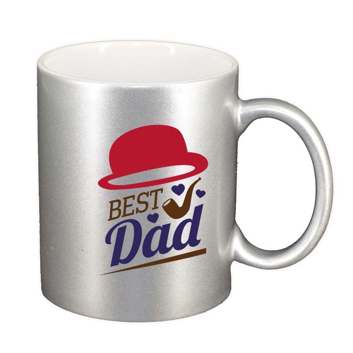 Чаша "Най-добър татко", седефено сребро, 330 мл, D804