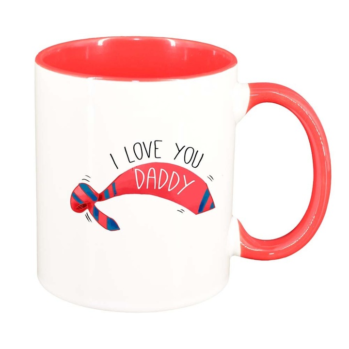 Cana "I love you Daddy", interior rosu-inchis, 330ml, D814