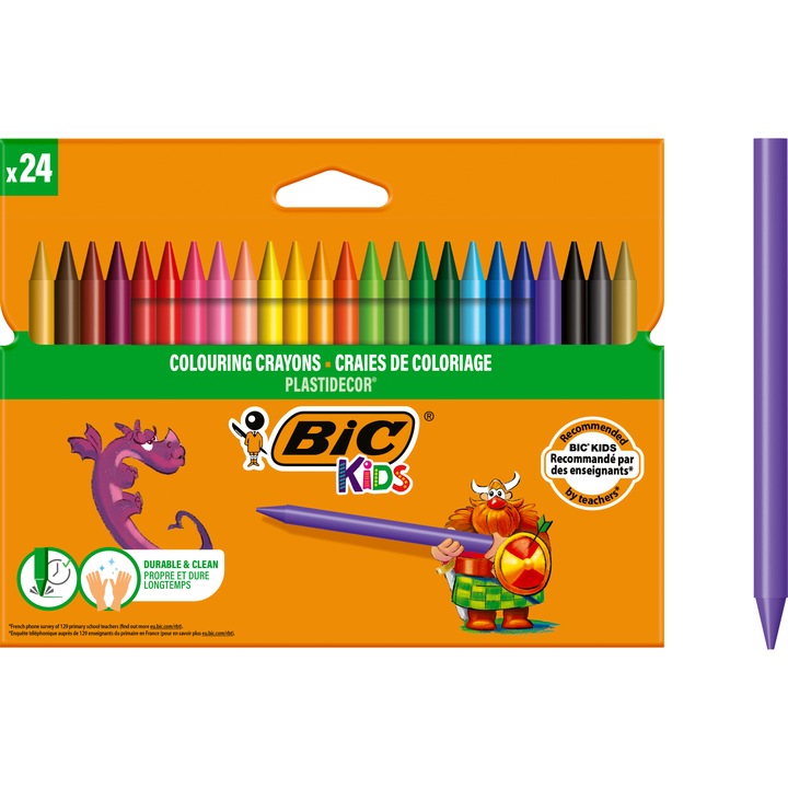 Creioane cerate plastifiate Plastidecor Wallet/24, BIC