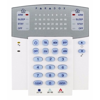 Tastatura LED K32 zone, Paradox, cablata, afisaj LED, 32 zone pe 2 partitii Tastatura LED K32 zone, Paradox, cablata, afisaj LED, 32 zone pe 2 partitii