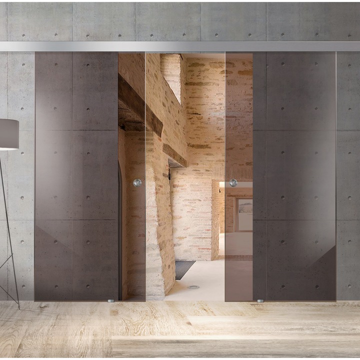 Usa culisanta Boss ® Duo 90+90x215 cm, sticla bronz securizata, glisanta in ambele directii