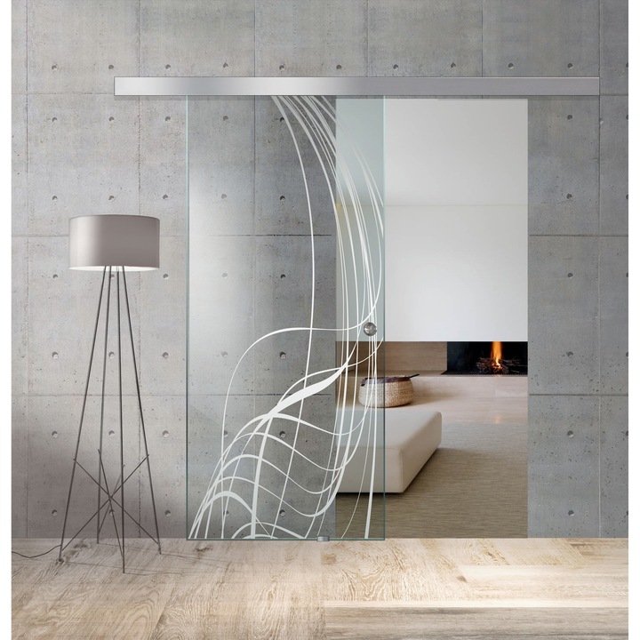 Usa culisanta Boss ® model Lava incolor, 95x215 cm, sticla 8 mm clara securizata, glisanta in ambele directii