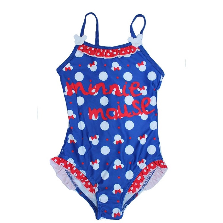 Costum de baie, intreg, cu print, Minnie, Albastru