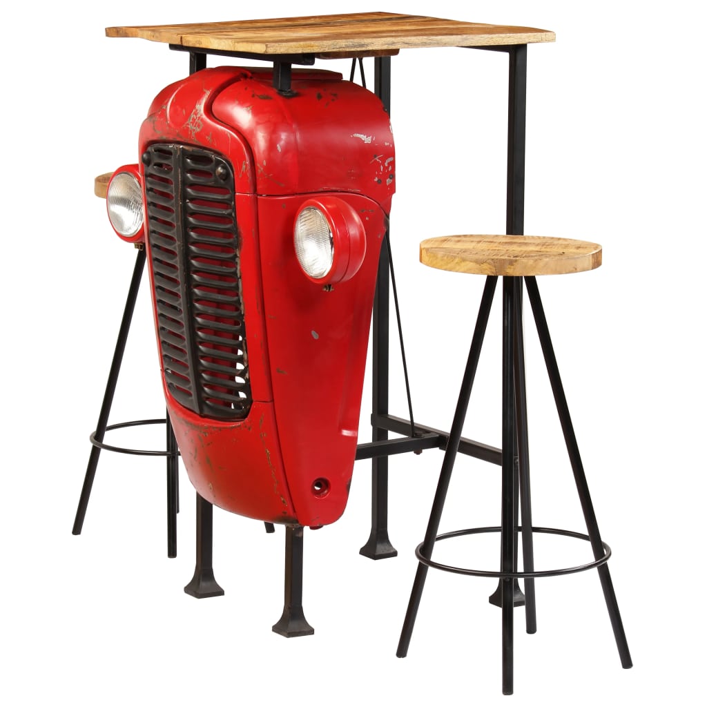 Set mobilier de bar, 3 piese, vidaXL, Lemn masiv de mango, Maro, 60 x 60 x 107 cm