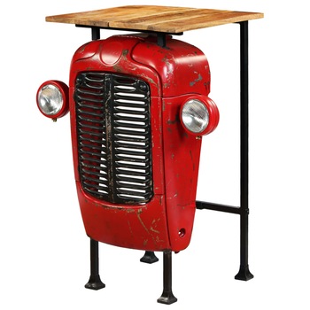 Masa de bar, model tractor, vidaXL, 60 x 60 x 107 cm, Rosu Masa de bar, model tractor, vidaXL, 60 x 60 x 107 cm, Rosu