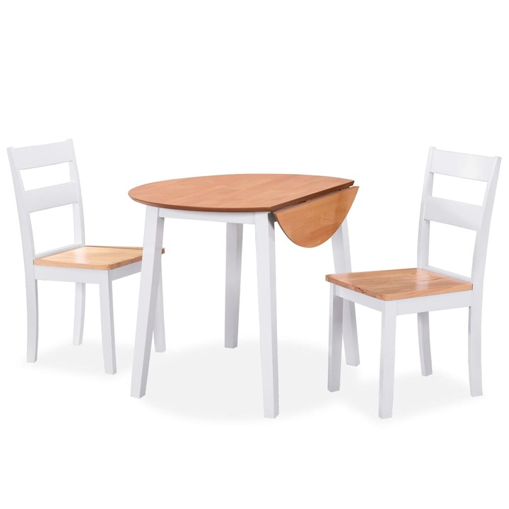 Set mobilier bucatarie vidaXL, 3 piese, MDF si lemn de hevea, alb, 25.2 kg