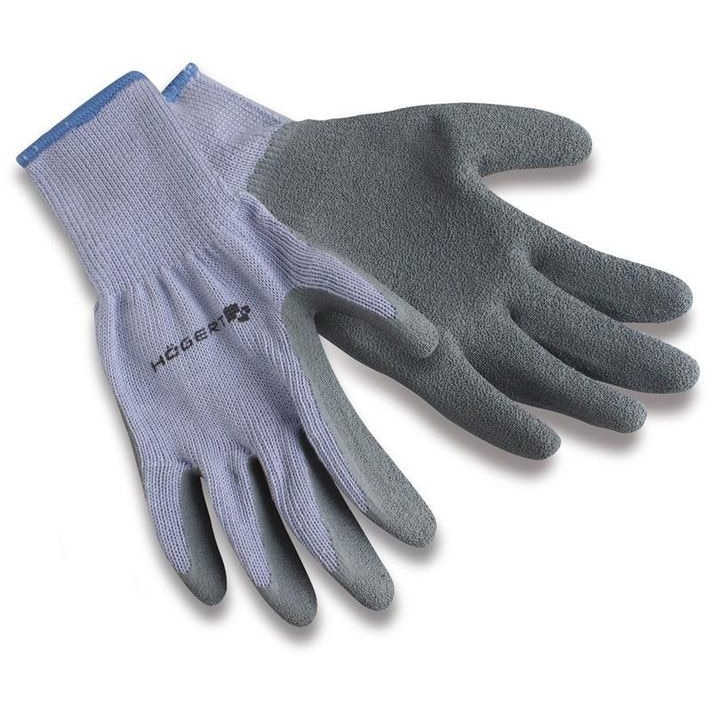 Manusi de lucru, Hoegert, bumbac si latex, gri cu albastru, 10''