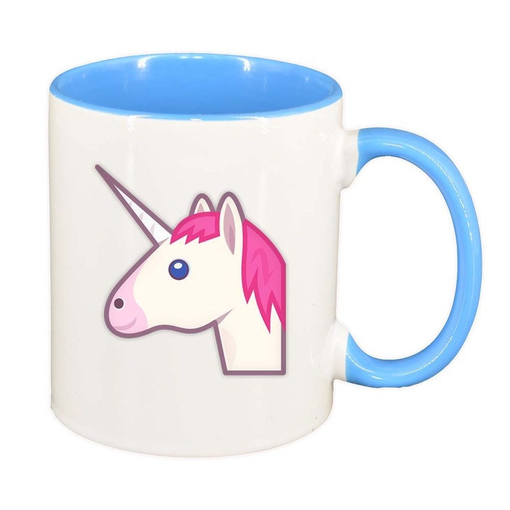 Чаша "Еднорог", син интериор, 330мл, D845