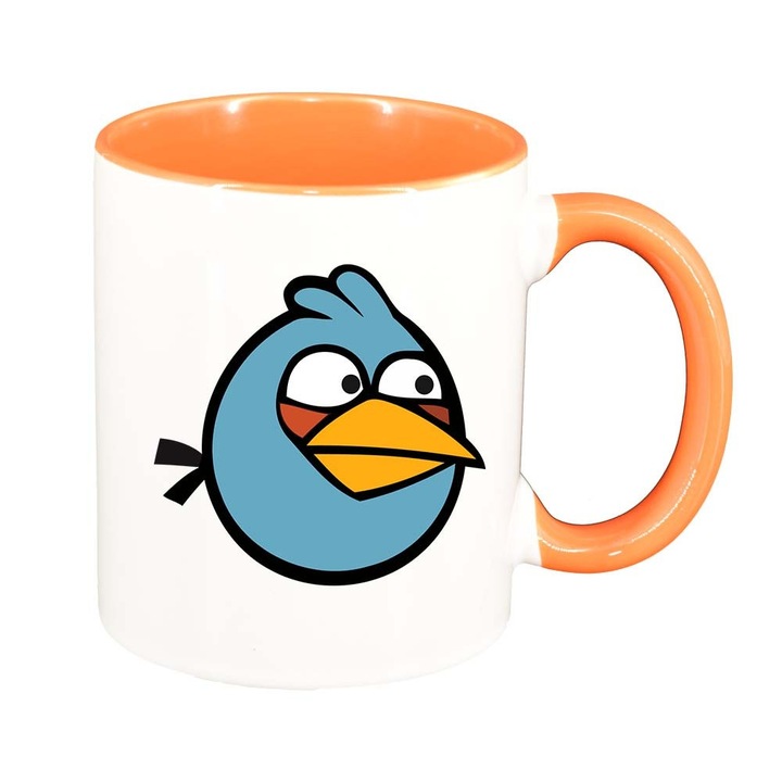 Чаша "Карикатура, Игра, Angry Birds", оранжев интериор, 330 мл, D848