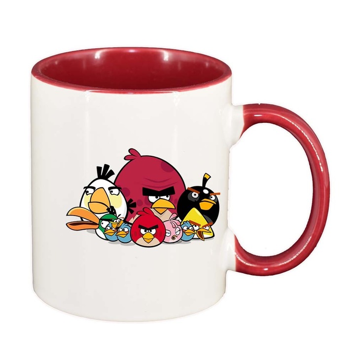 Чаша "Карикатура, Игра, Angry Birds", червен интериор, 330 мл, D851