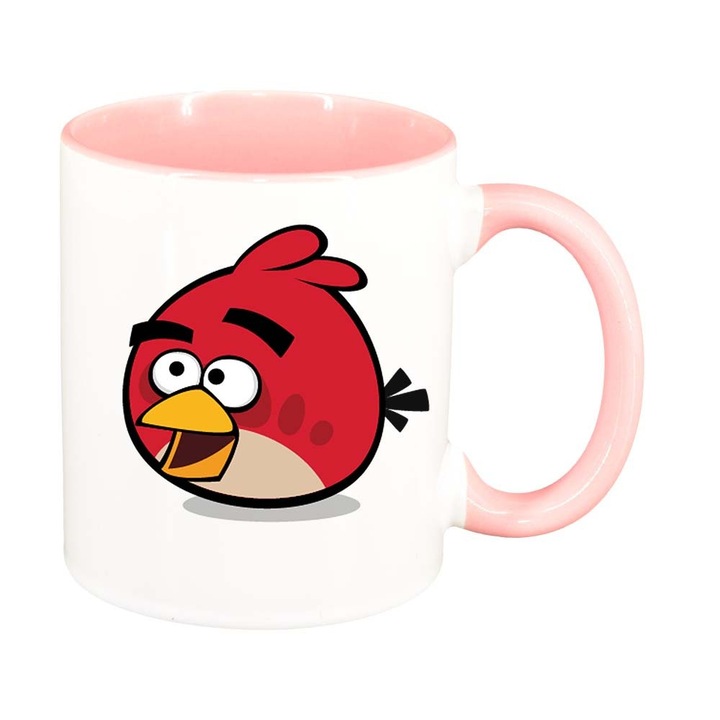 Чаша "Карикатура, Игра, Angry Birds", розов интериор, 330мл, D850