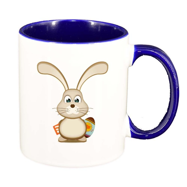 Cana "Easter, Bunny, Easter Egg", interior albastru inchis, 330ml, D855