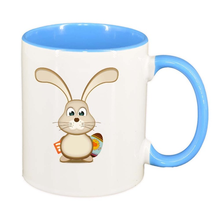 Чаша "Великден, Зайче, Великденско яйце", син интериор, 330 мл, D855