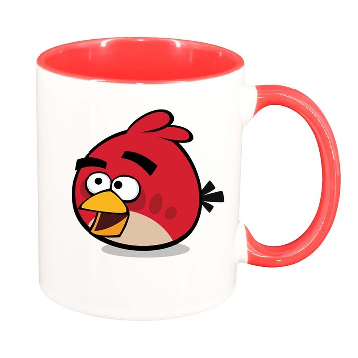 Чаша "Карикатура, Игра, Angry Birds", тъмночервен интериор, 330мл, D850