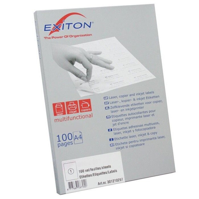 Etichete albe autoadezive 6/A4, 99,1 x 93,1 mm, 100 coli/top - colturi rotunjite, Exiton