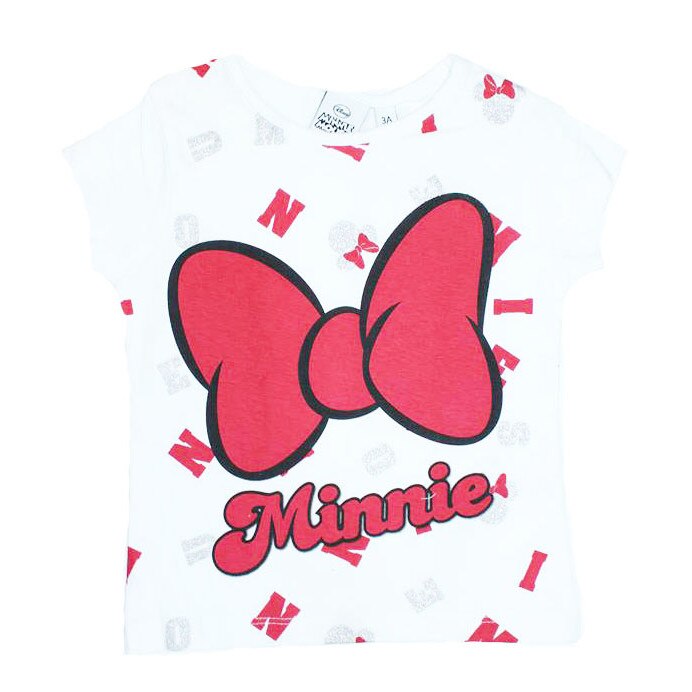 Tricou, alb cu fundita rosie, Minnie