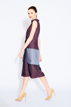 Rochie cu buzunare detasabile si posibilitate aplicare maneci, Valentina Filip, bordo, marimea 38 Rochie cu buzunare detasabile si posibilitate aplicare maneci, Valentina Filip, bordo, marimea 38