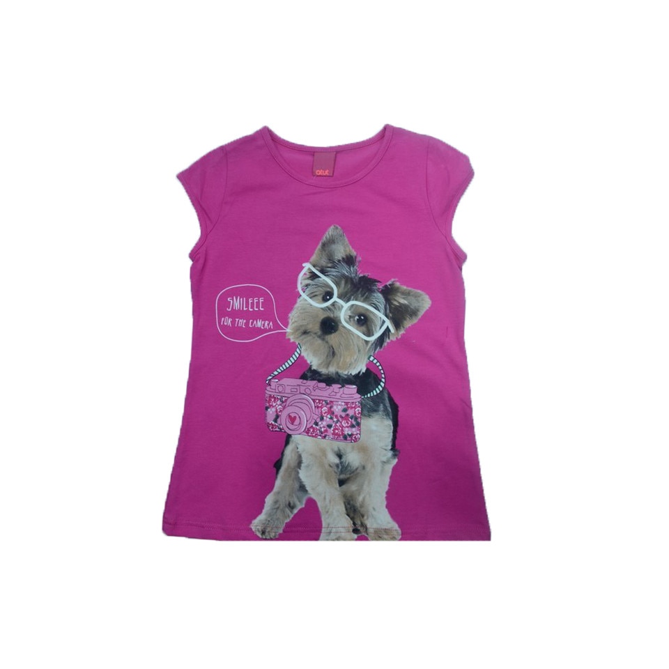Tricou maneca scurta fetite Atut A-5987, Fucsia, 116