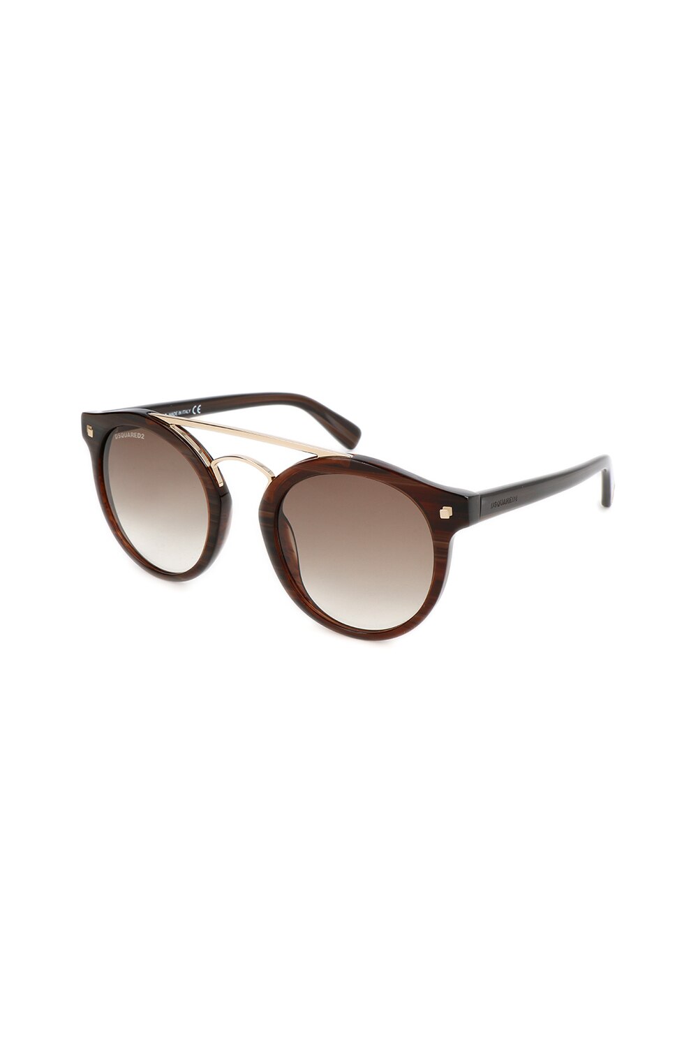 Dsquared2, Ochelari de soare unisex cu rama rotunda, Maro inchis, 50-22-140 Standard