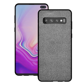 Husa Samsung S10+ Plus, Fabric, culoare gri, textila Husa Samsung S10+ Plus, Fabric, culoare gri, textila