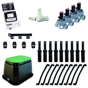 Kit irigatre gazon 484-576 m2 Irritrol cu programator pe baterie 9V - teren patrat Kit irigatre gazon 484-576 m2 Irritrol cu programator pe baterie 9V - teren patrat