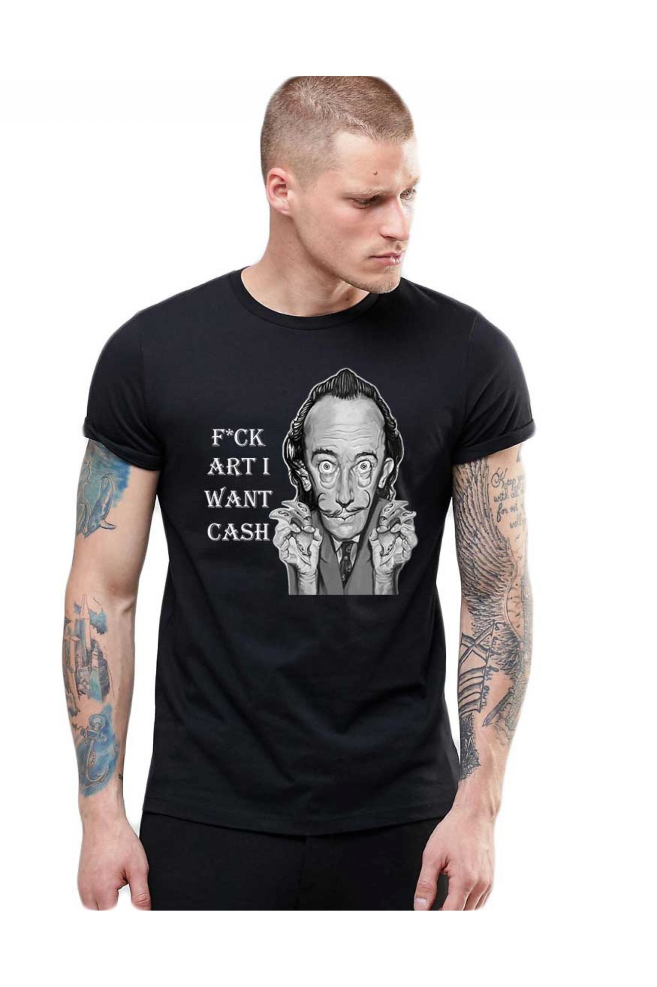 Tricou barbati negru - Dali - I want CASH