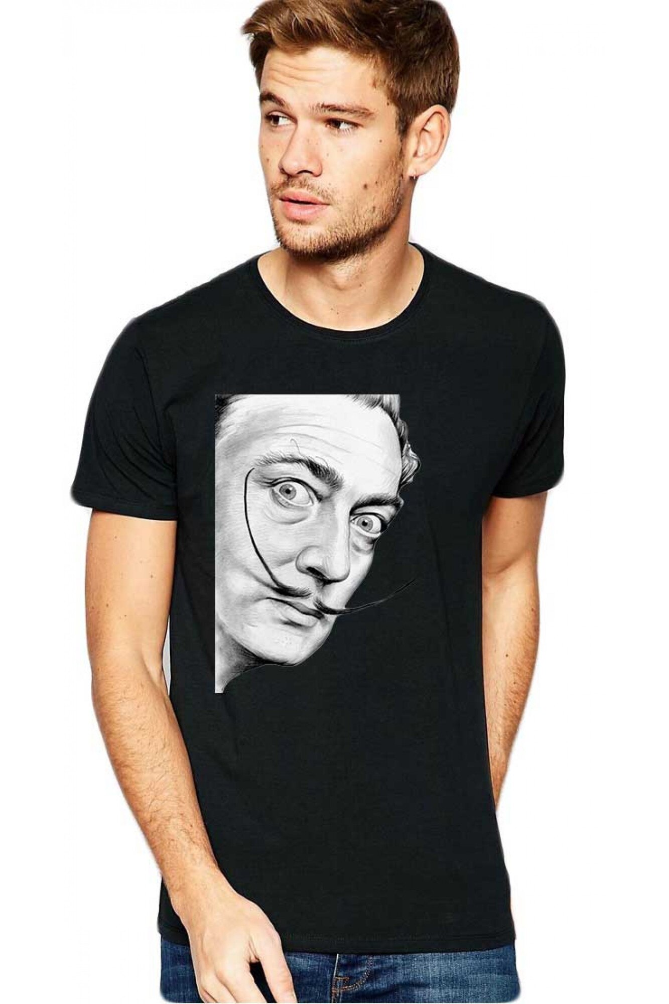 Tricou barbati negru - Dali - Portret