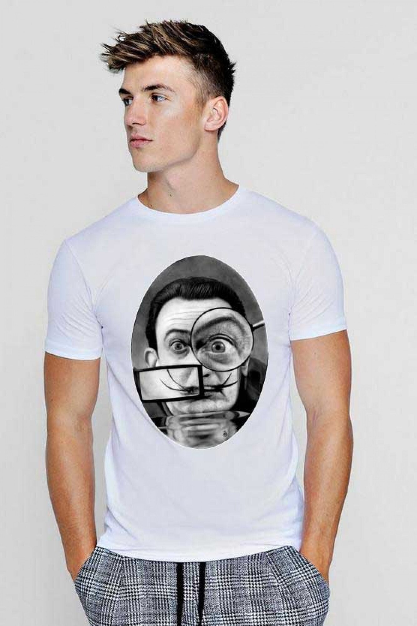 Tricou barbati alb - Dali - The Watcher