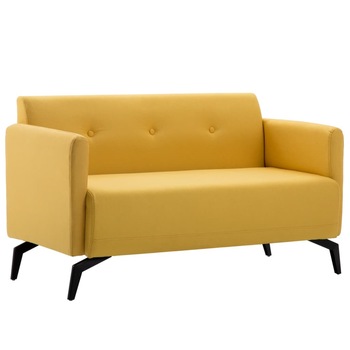 Canapea cu 2 locuri, vidaXL, Tapiterie textila, Galben, 115 x 60 x 67 cm Canapea cu 2 locuri, vidaXL, Tapiterie textila, Galben, 115 x 60 x 67 cm