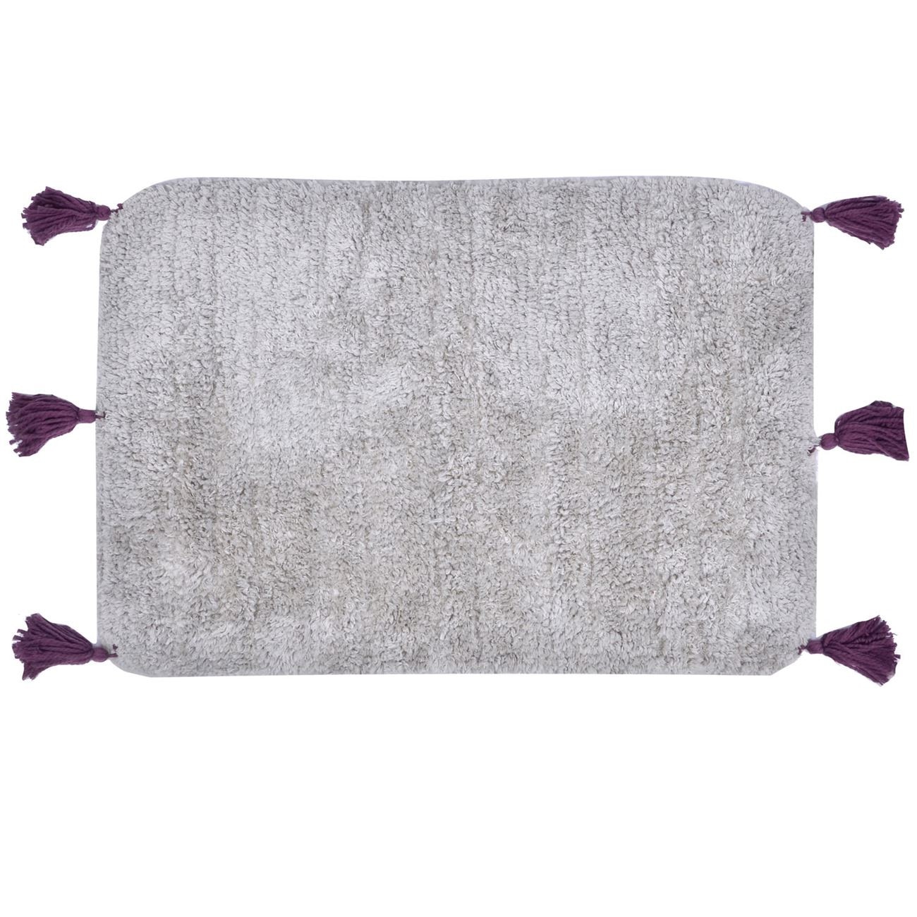 Covor de baie, Zola®, cu ciucuras mov, 60x40 cm