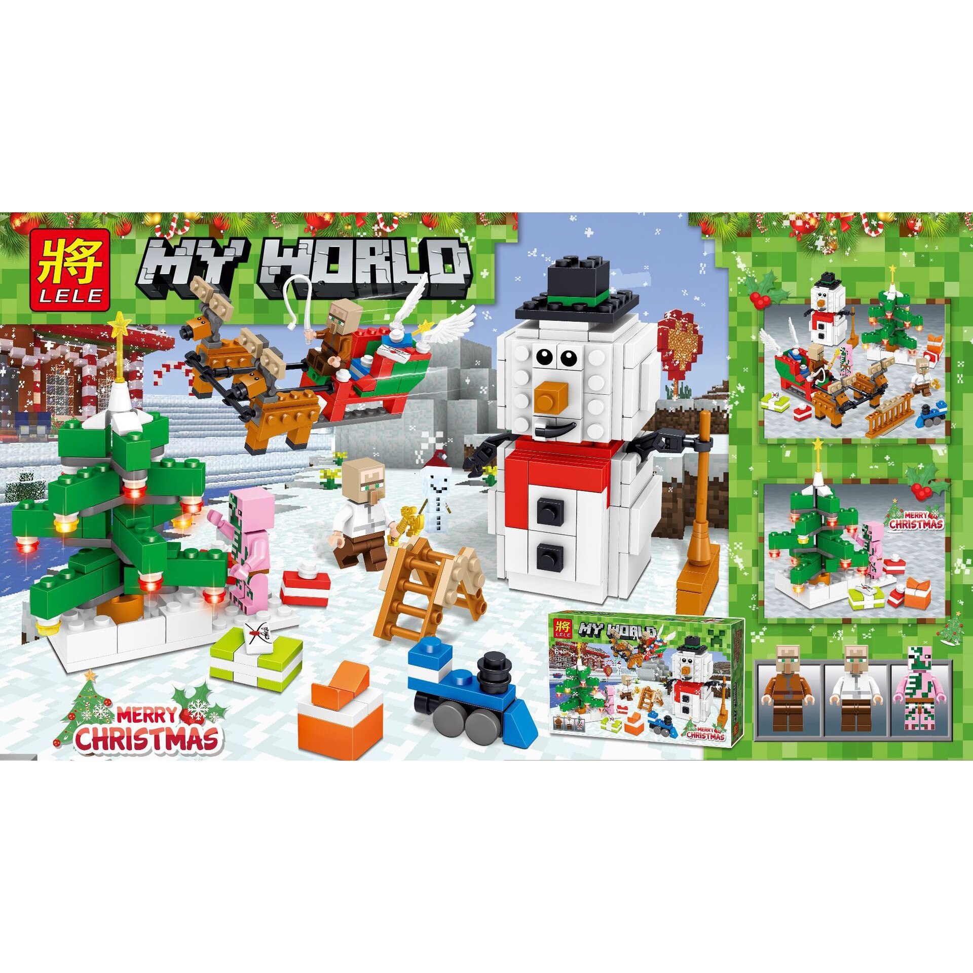 Set de constructie cu 368 piese Minecraft Craciun - lele 33258