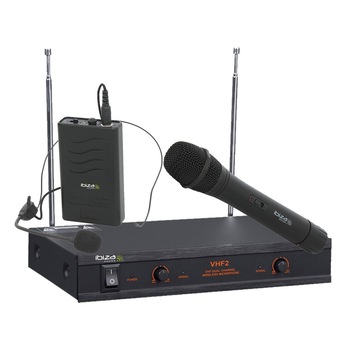 Set 2 Microfoane profesionale wireless IBIZA AR01VS cu Receiver VHF, MANA + CASCA Set 2 Microfoane profesionale wireless IBIZA AR01VS cu Receiver VHF, MANA + CASCA
