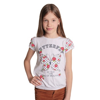 Tricou pentru fete, din bumbac, alb, 10 ani Tricou pentru fete, din bumbac, alb, 10 ani