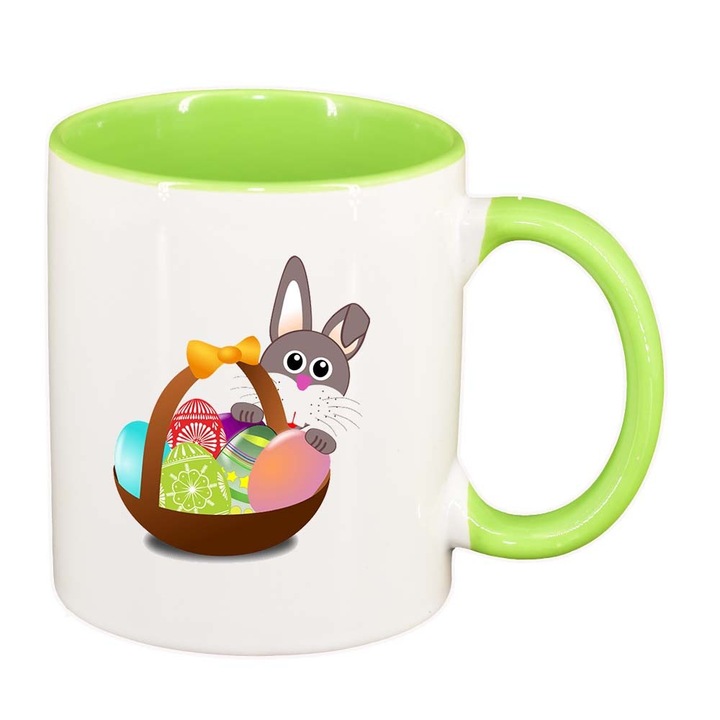 Cana "Easter, Bunny, Easter Egg", interior verde deschis, 330ml, D852