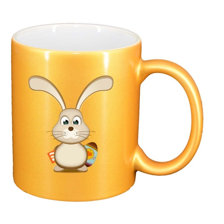 Чаша "Великден, Зайче, Великденско яйце", перлено злато, 330 мл, D855