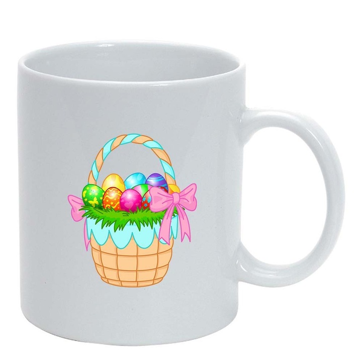 Cana "Easter, Bunny, Easter Egg", alb, 330ml, D853