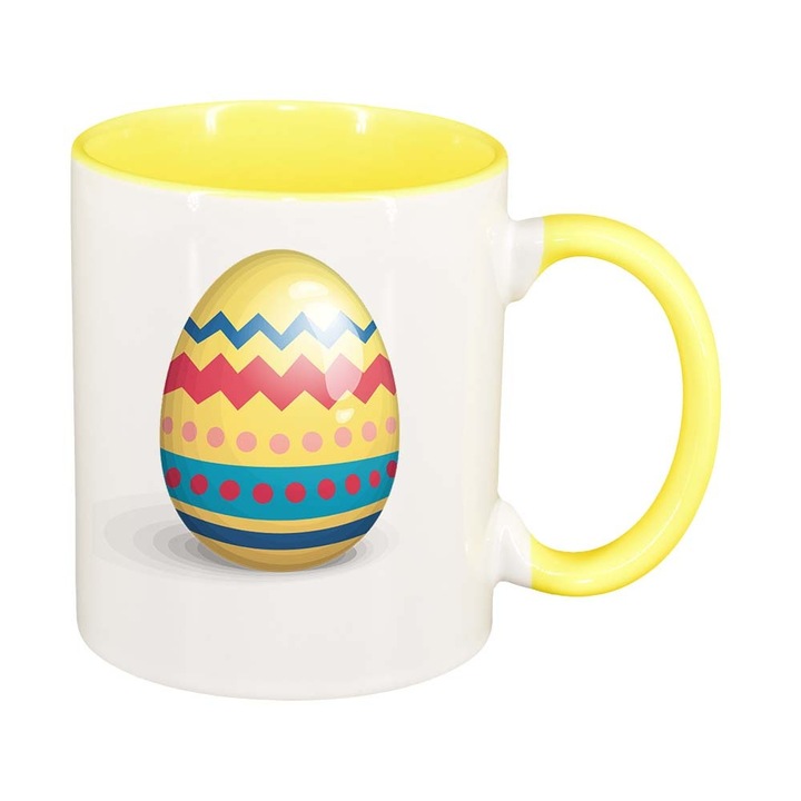 Cana "Easter, Bunny, Easter Egg", interior galben, 330ml, D859