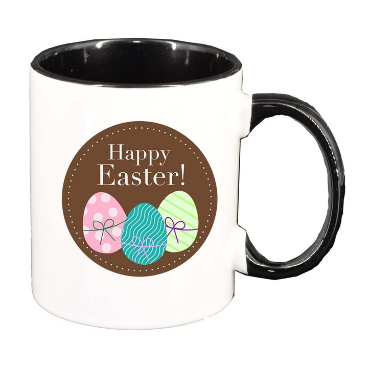 Cana "Easter, Bunny, Easter Egg", interior negru, 330ml, D861