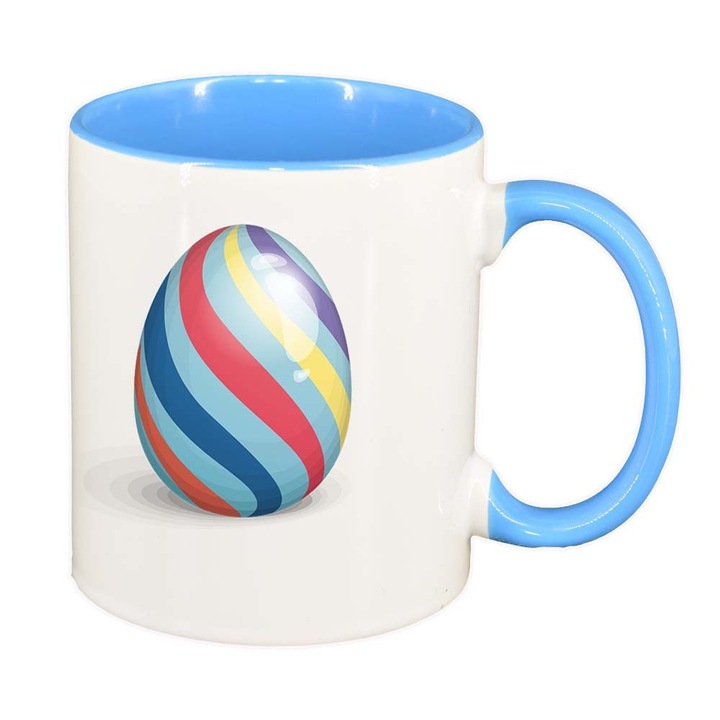 Cana "Easter, Bunny, Easter Egg", interior albastru, 330ml, D858