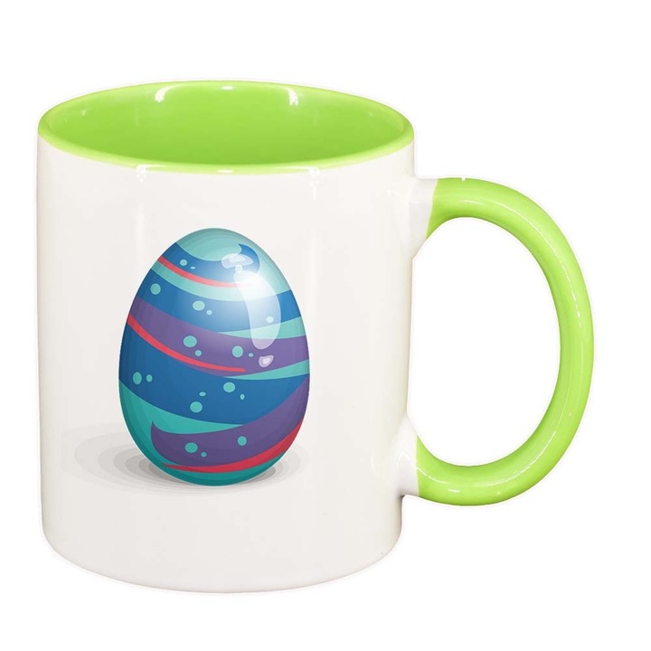 Cana "Easter, Bunny, Easter Egg", interior verde deschis, 330ml, D857