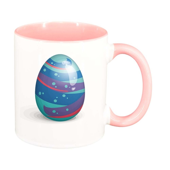 Cana "Easter, Bunny, Easter Egg", interior roz, 330ml, D857