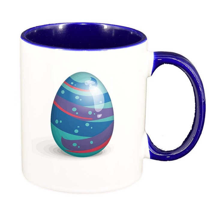 Чаша "Великден, зайче, великденско яйце", тъмно син интериор, 330 мл, D857