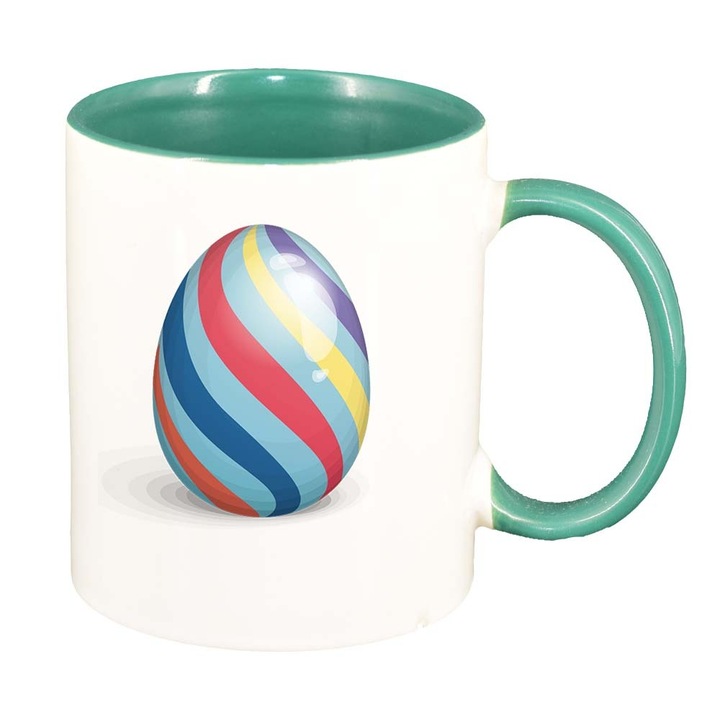 Cana "Easter, Bunny, Easter Egg", interior verde, 330ml, D858