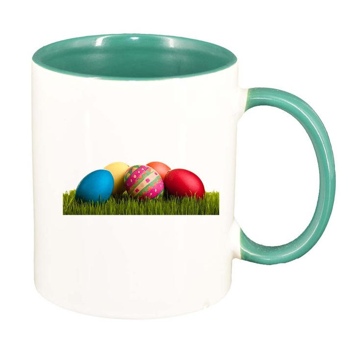 Cana "Easter, Bunny, Easter Egg", interior verde, 330ml, D860