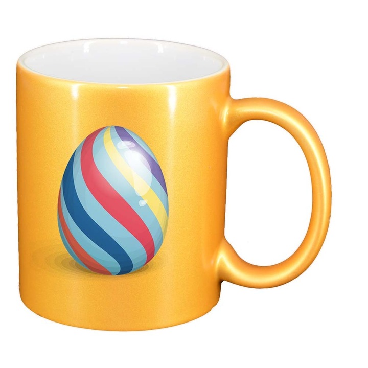 Cana "Easter, Bunny, Easter Egg", auriu sidefata, 330ml, D858