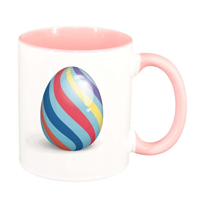Чаша "Великден, зайче, великденско яйце", розов интериор, 330мл, D858